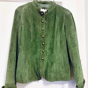 "LIVE A LITTLE" GREEN SUEDE WOMEN'S JACKET